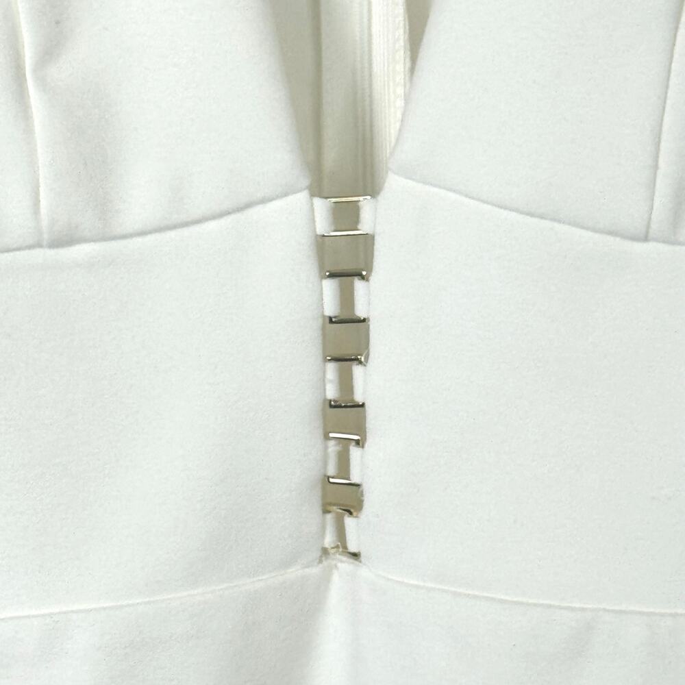 Lulu's Sascha White Sleeveless Bodycon Dress‎ Deep V Neck Women's Sz S - Picture 5 of 11